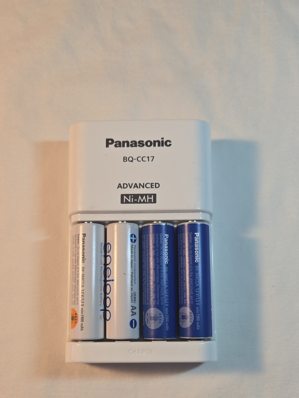 Panasonic White Battery Charger with Blue & White AA Cells